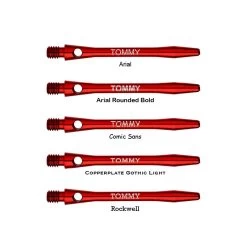 Red Dragon Darts Personalised Shafts - Anodised Aluminium Medium -Pro Dart Shop personalised aluminum medium red x5 fonts