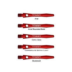 Red Dragon Darts Personalised Shafts - Anodised Aluminium Short 11 Red Dragon Darts Personalised Shafts - Anodised Aluminium Short -Pro Dart Shop personalised aluminum short red x5 fonts