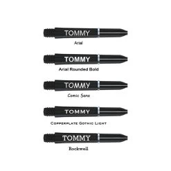 Red Dragon Darts Personalised Shafts - Nylon Short -Pro Dart Shop personalised nylon short black x5 fonts 1