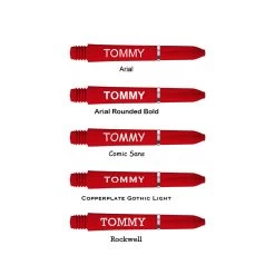 Red Dragon Darts Personalised Shafts - Nylon Short -Pro Dart Shop personalised nylon short red x5 fonts 1