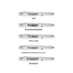 Red Dragon Darts Personalised Shafts - Nylon Short -Pro Dart Shop personalised nylon short white x5 fonts 1